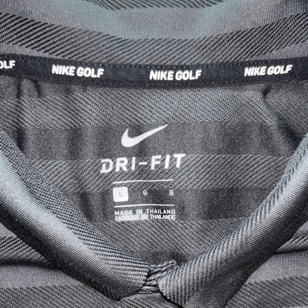 Nike Men's Charcoal Striped Polo Shirt